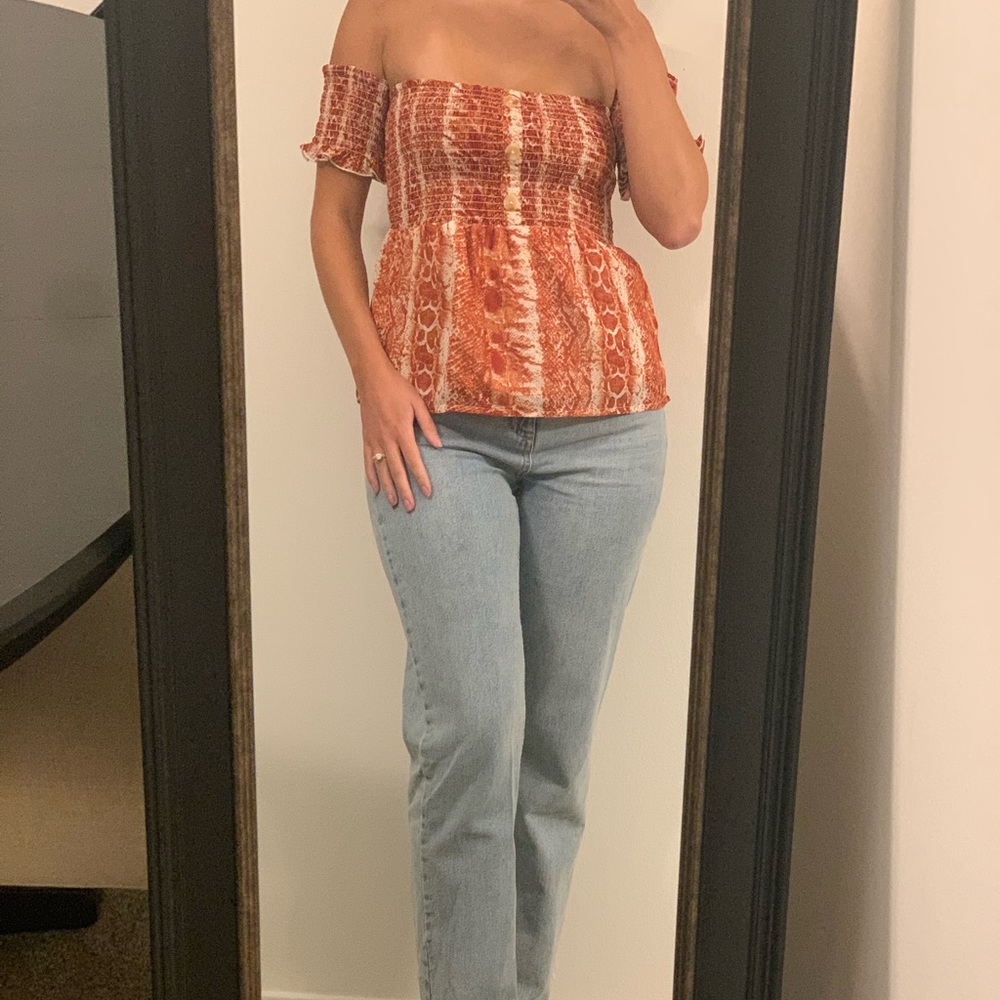Cute Orange Off the Shoulder Top